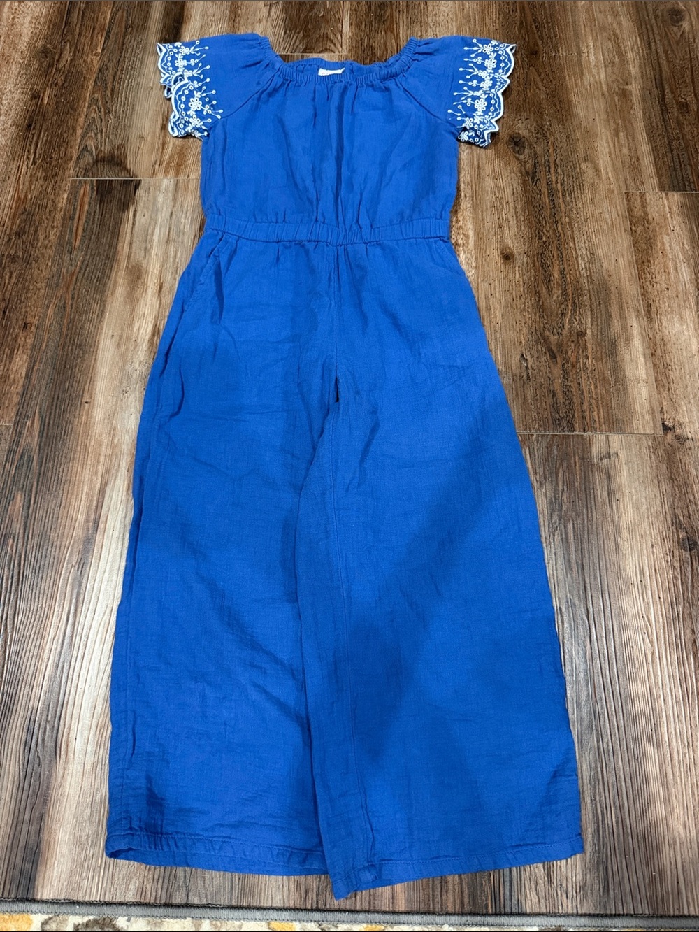 Cat & Jack Royal Blue Embroidered Sleeve Jumpsuit
